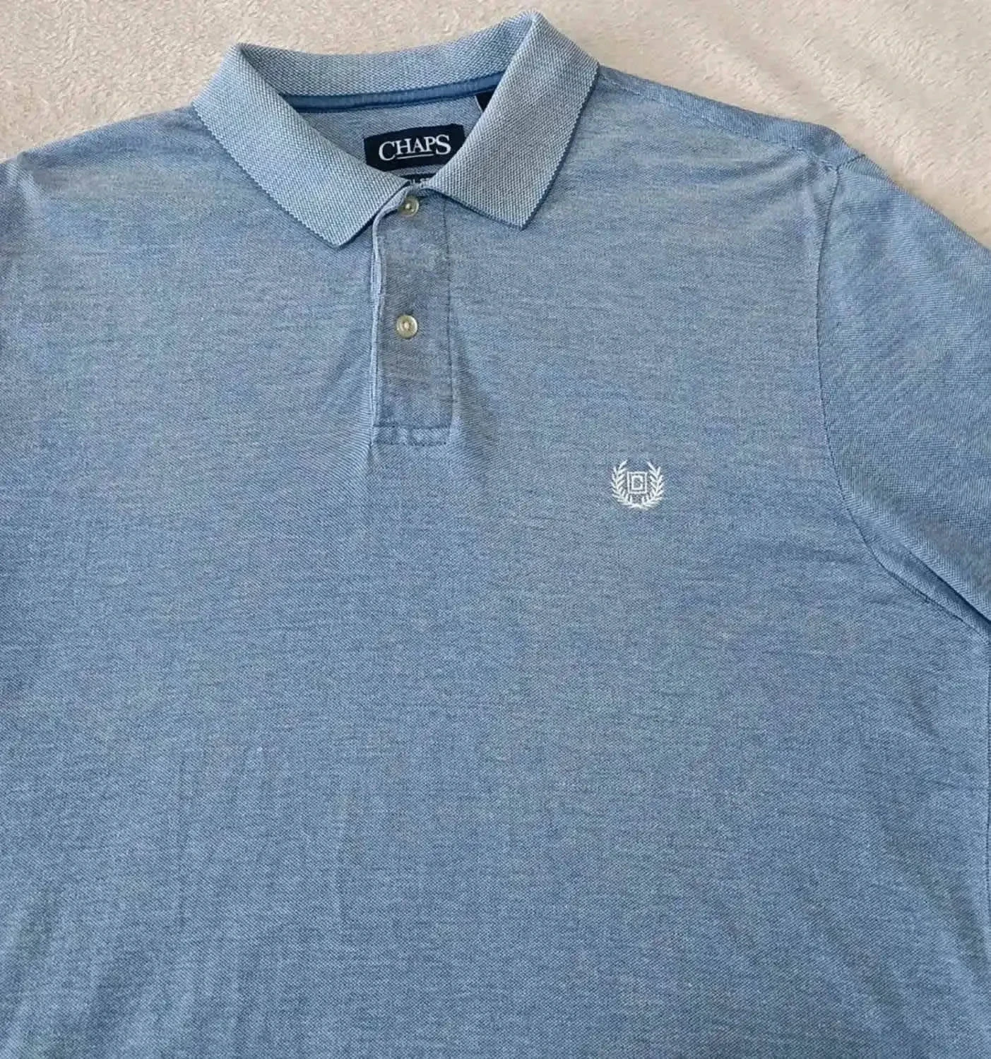 Blue Heather Chaps Polo Embroidered Logo Size M – photo 4